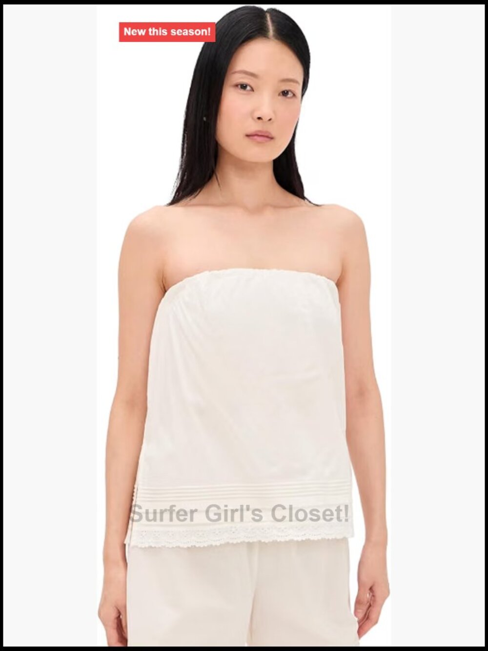 Lightweight Non-Stretch Poplin Strapless Tank with Smocked Shelf Bra